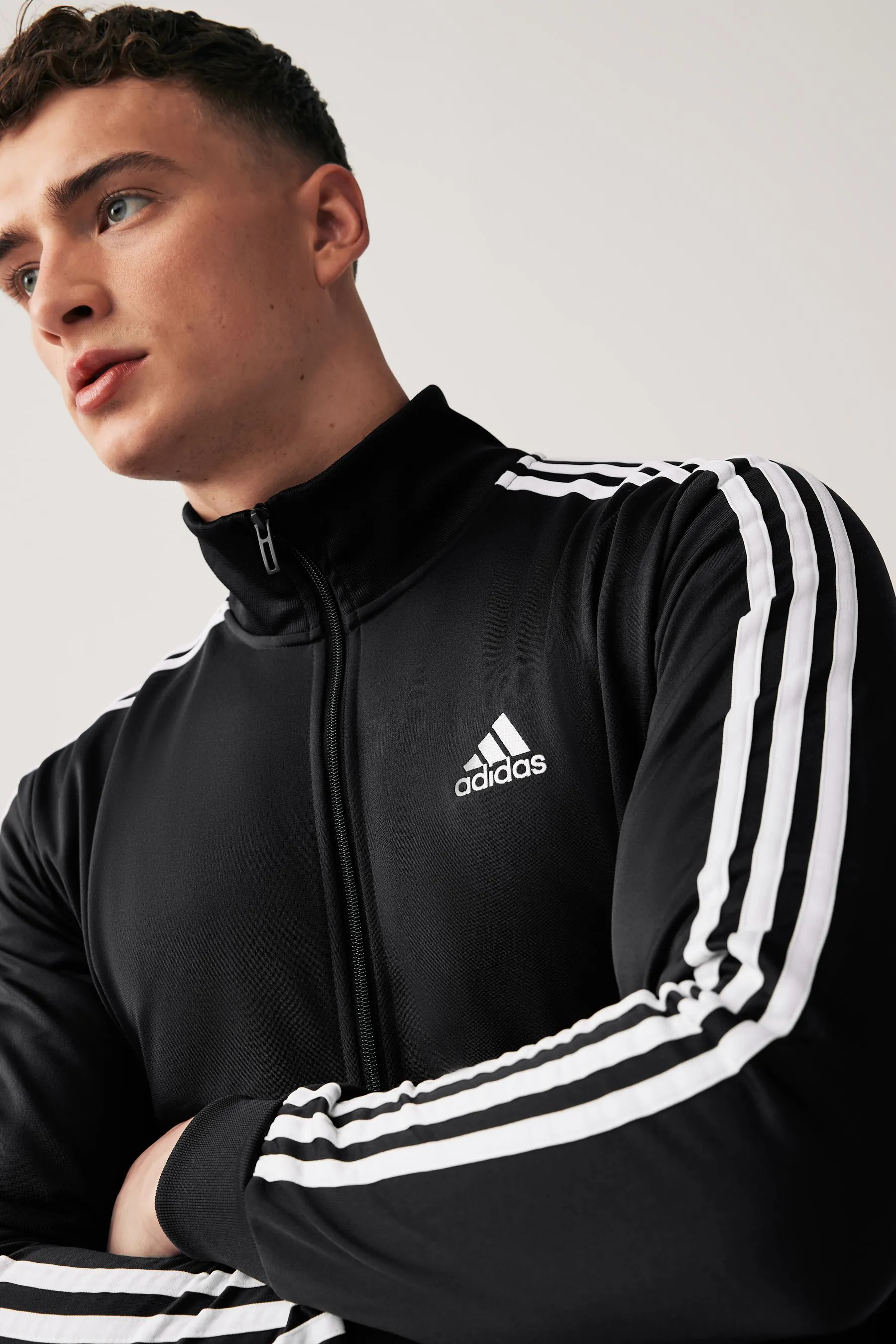 adidas Black Basic 3-Stripes Tricot Tracksuit