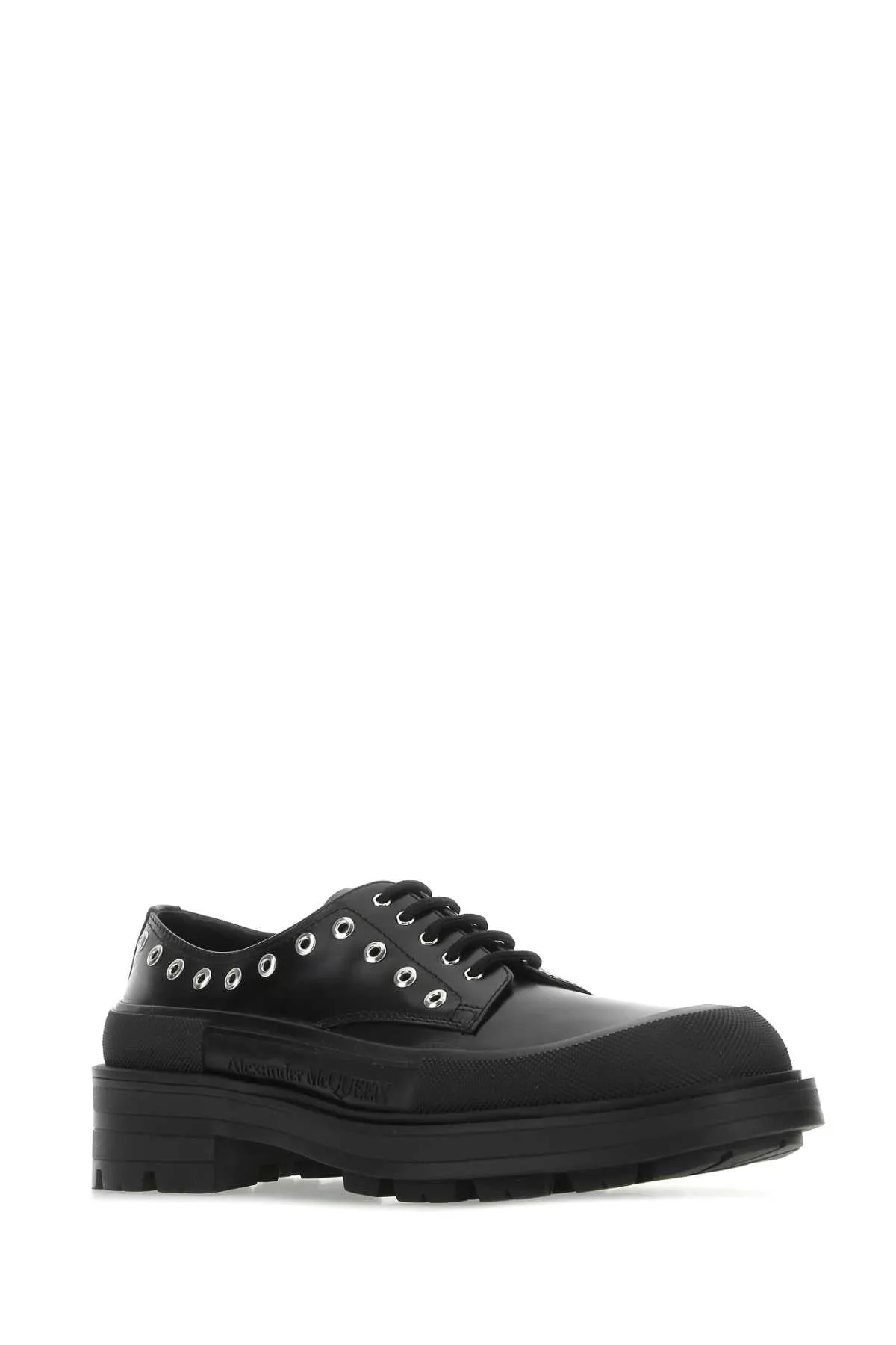 Alexander Mcqueen Black Leather Lace Up Shoes