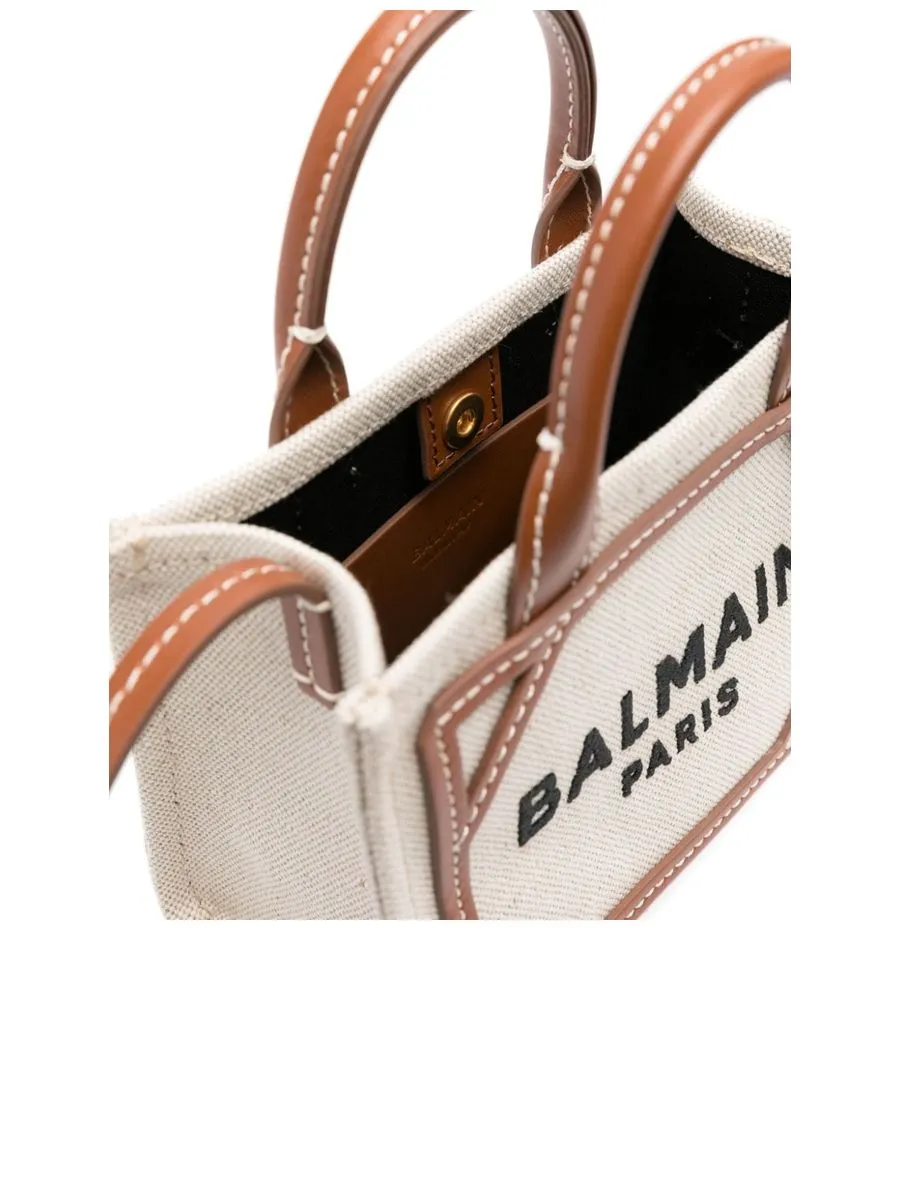 B-Army Mini Canvas Shopping Bag with Leather Inserts