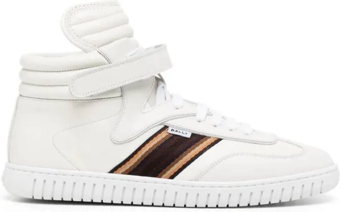 Bally side-stripe leather high-top sneakers White