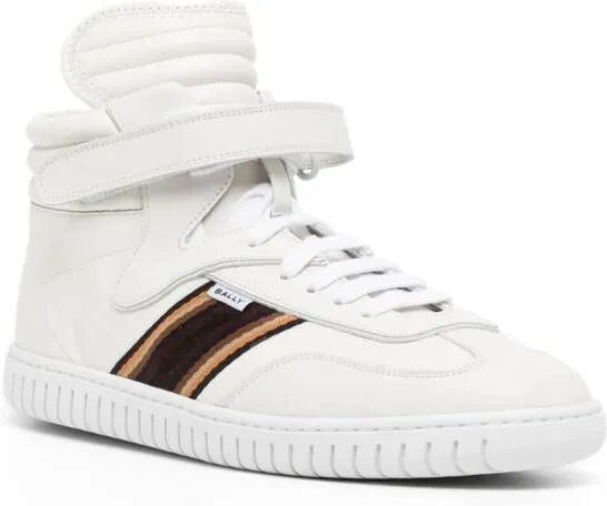 Bally side-stripe leather high-top sneakers White