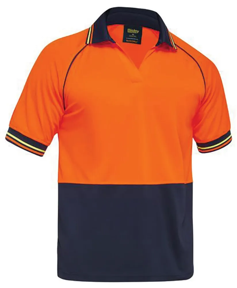 Bisley Workwear BK1440 Polo - Food - Short Sleeve - Two Tone - Hi-Visibility - Orange/Navy - XS