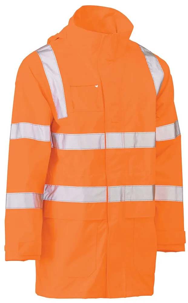 Bisley Workwear - Jacket - Unisex Taped Hi-Vis Wet Weather Rail - Orange - XS - BJ6964T_BVORXS