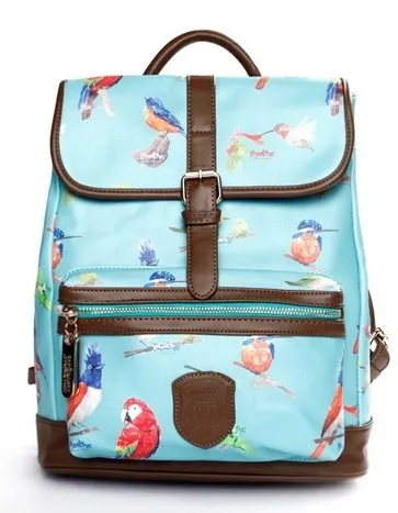 Black Blue White Colorful Songing Singing Birds Backpack