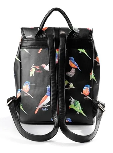 Black Blue White Colorful Songing Singing Birds Backpack