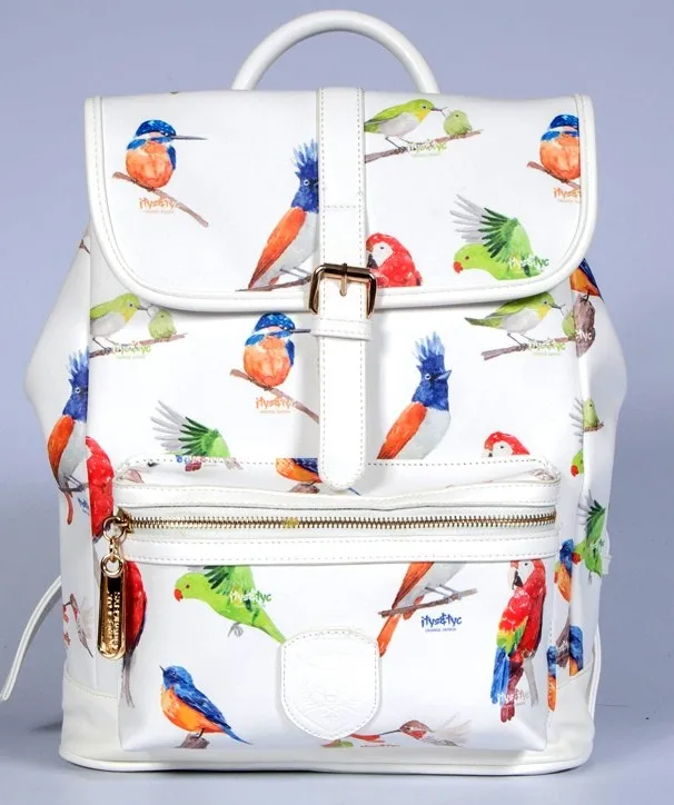 Black Blue White Colorful Songing Singing Birds Backpack