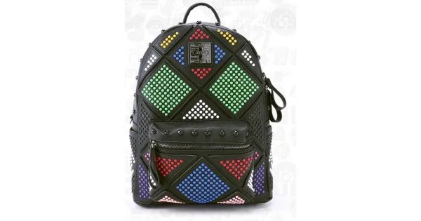 Black Colorful Rainbow Studs Gothic Punk Rock Backpack