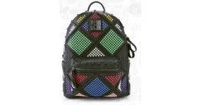 Black Colorful Rainbow Studs Gothic Punk Rock Backpack