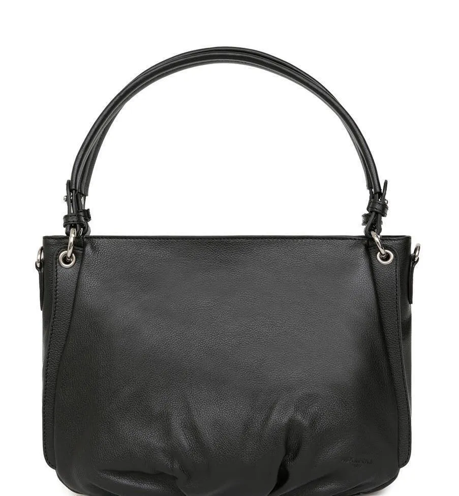 Black grained cowhide leather bag 466565