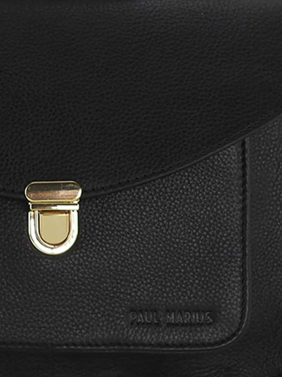 Black Leather Cross-Body Bag for Women - Mademoiselle George Art Deco Black | PAUL MARIUS