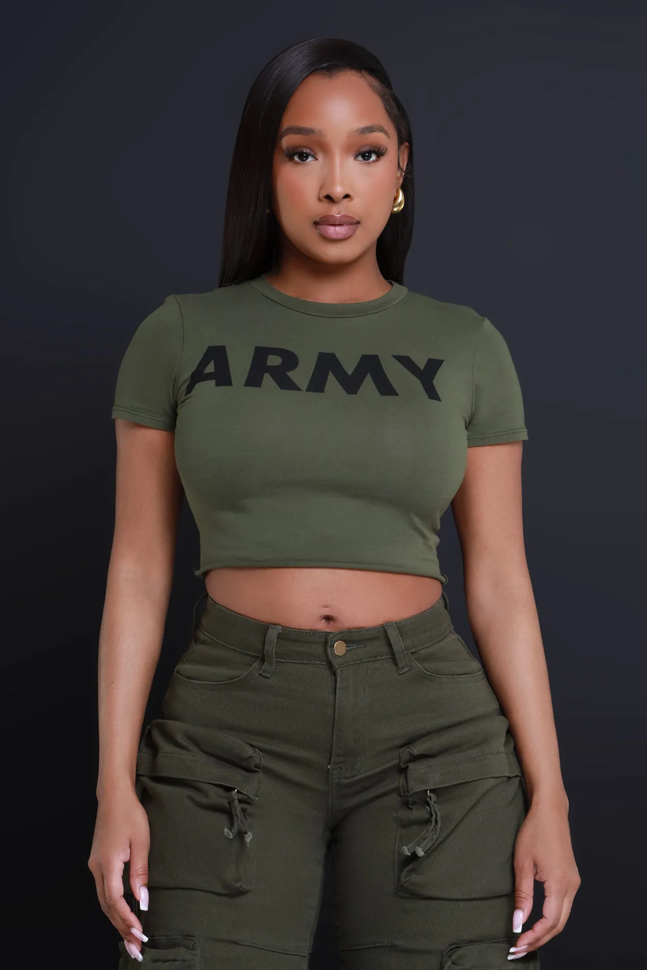 Boot Camp Cropped Graphic T-Shirt - Olive