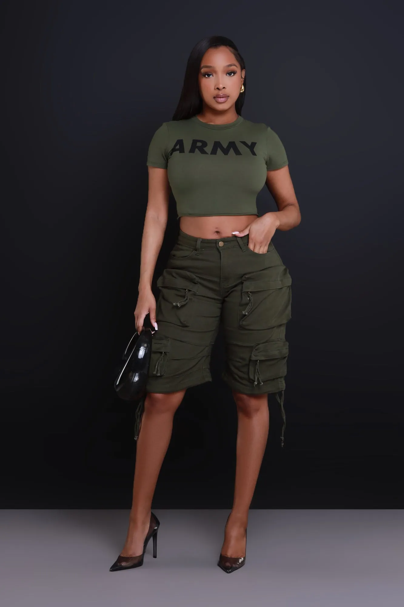 Boot Camp Cropped Graphic T-Shirt - Olive