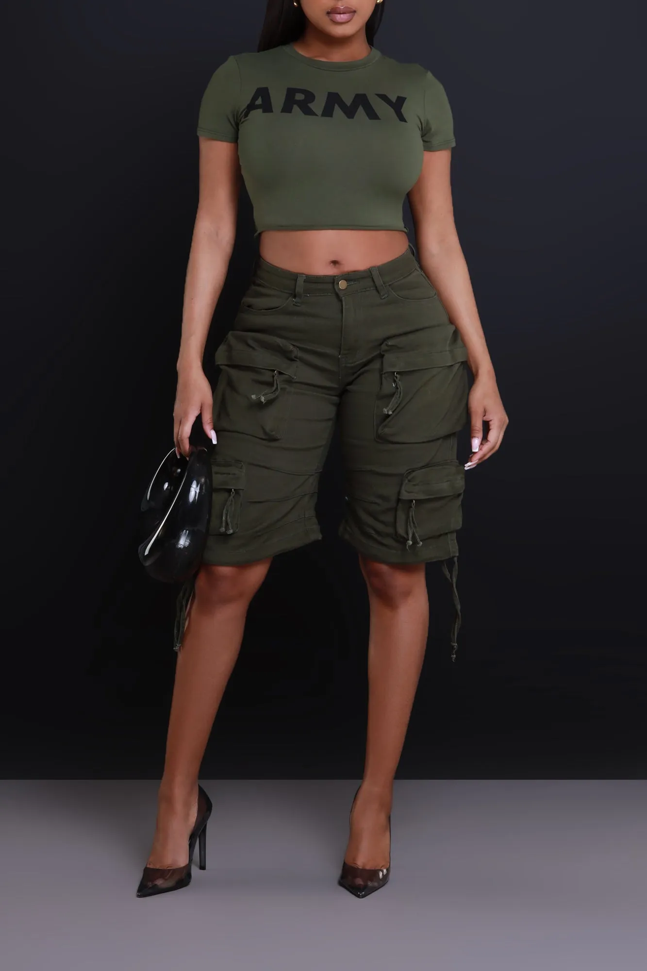 Boot Camp Cropped Graphic T-Shirt - Olive