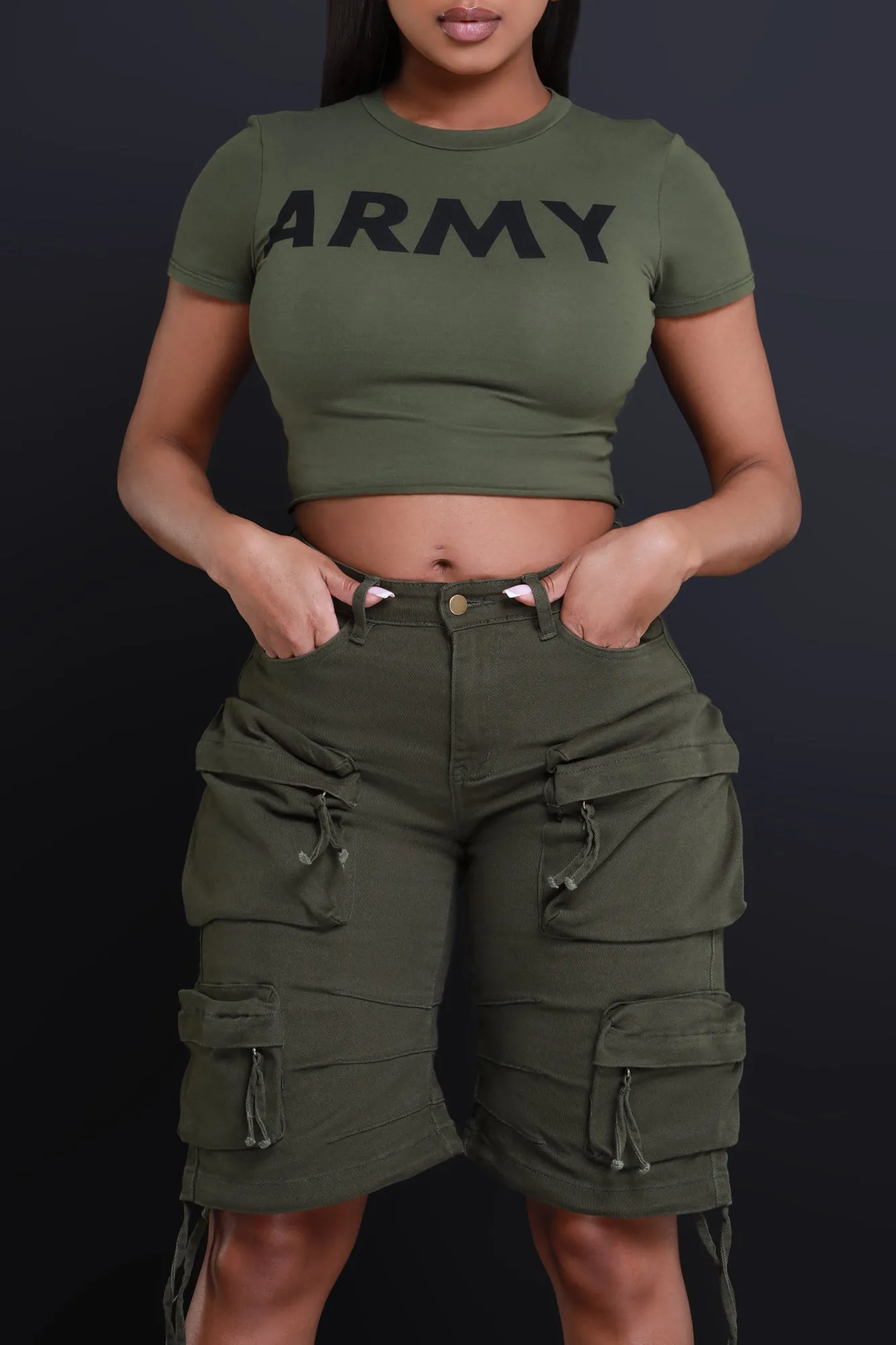 Boot Camp Cropped Graphic T-Shirt - Olive