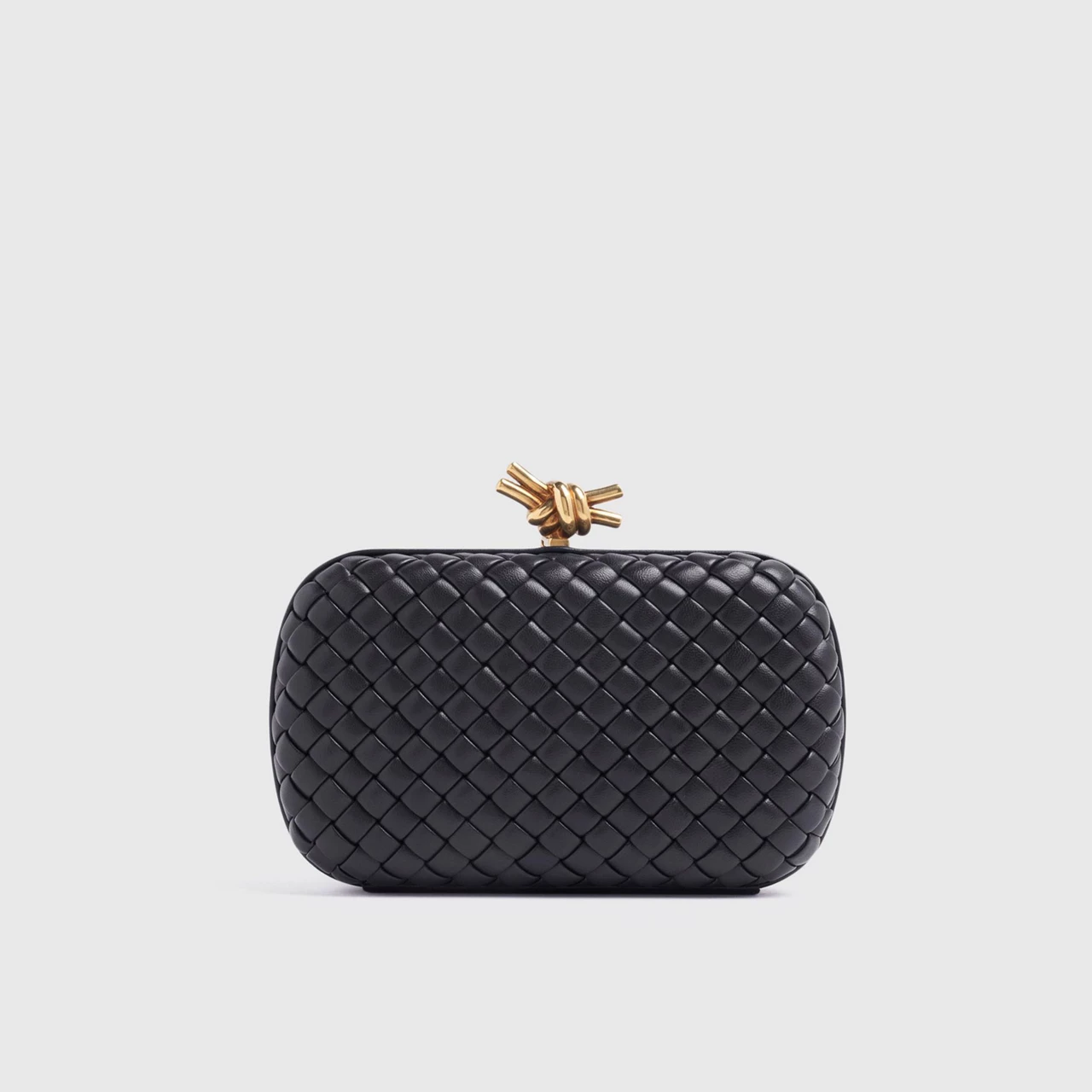 BOTTEGA VENETA Knot Leather Minaudiere Bag - BLACK  MUSE BRASS