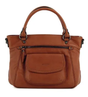 Brown leather cowhide leather bag 414719 carried by hand and shoulder