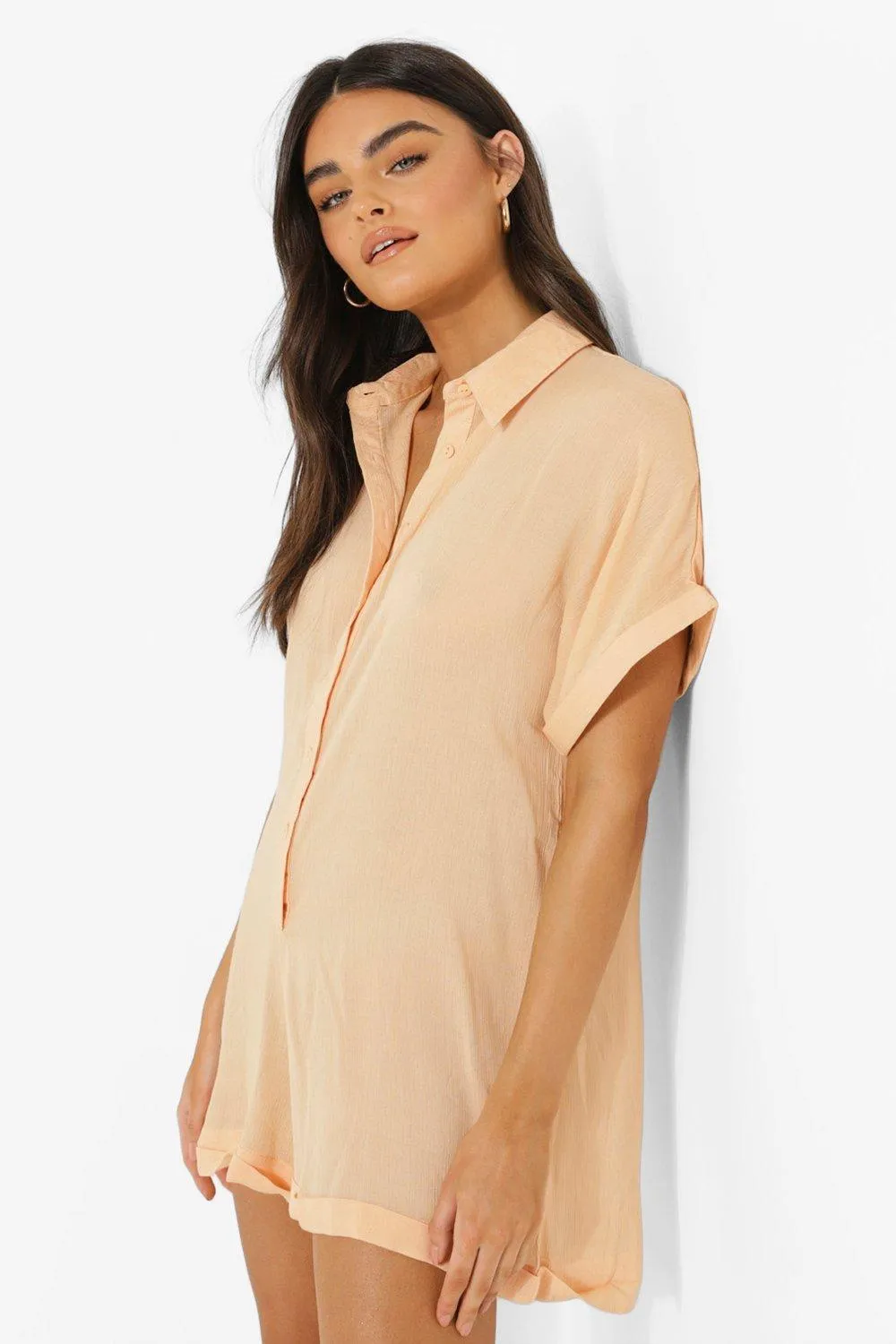 Cheesecloth Oversized Button Detail Romper