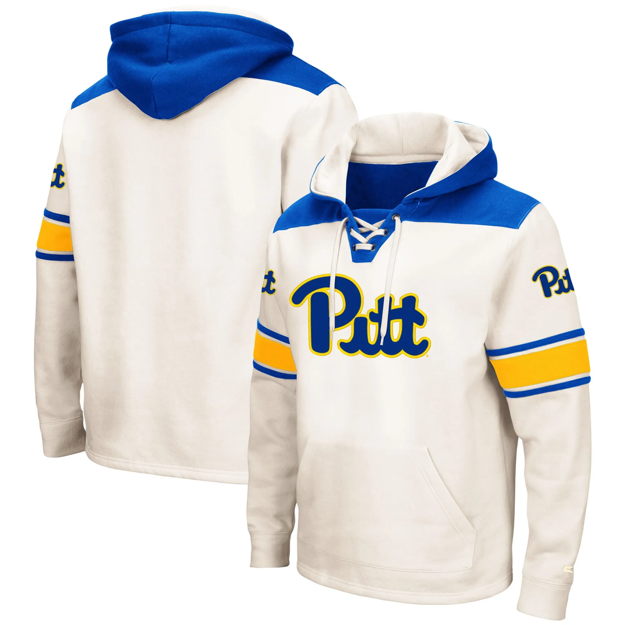 Colosseum Pitt Panthers Cream 2.0 Lace-Up Pullover Hoodie