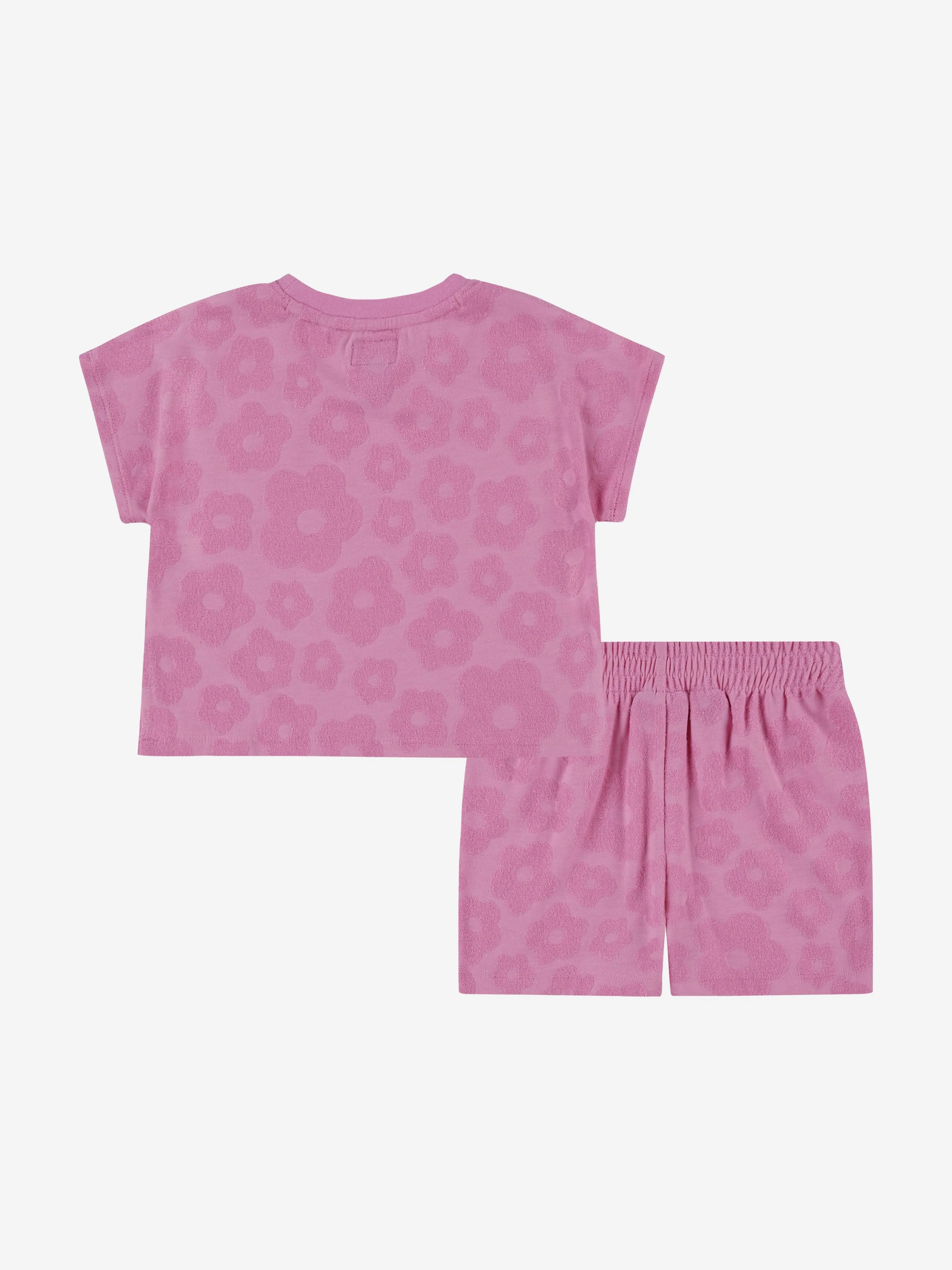 Converse Girls Floral Jacquard Short Set in Pink