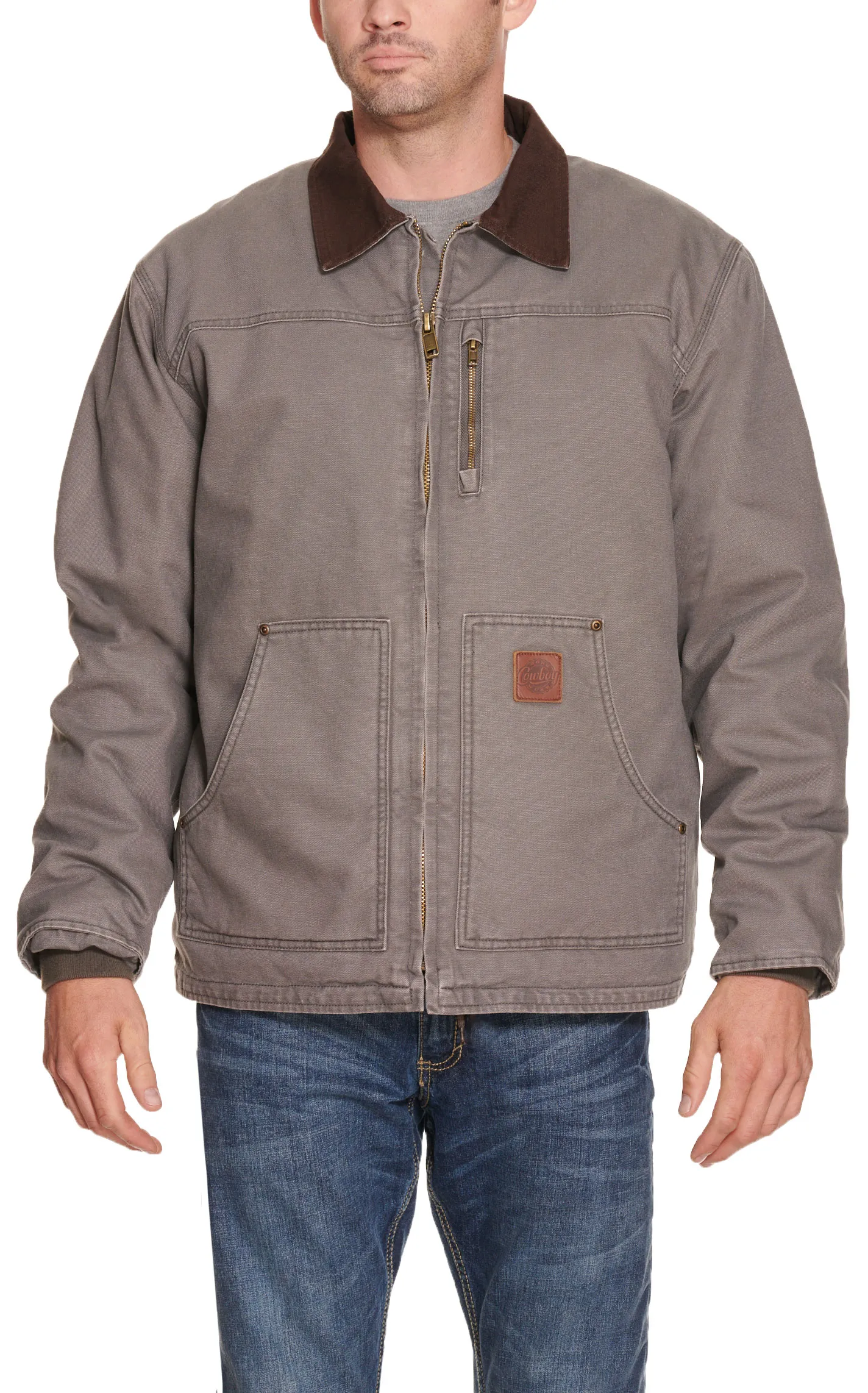 Cowboy Workwear Men's Rancher Grey Sherpa Lined Canvas Jacket