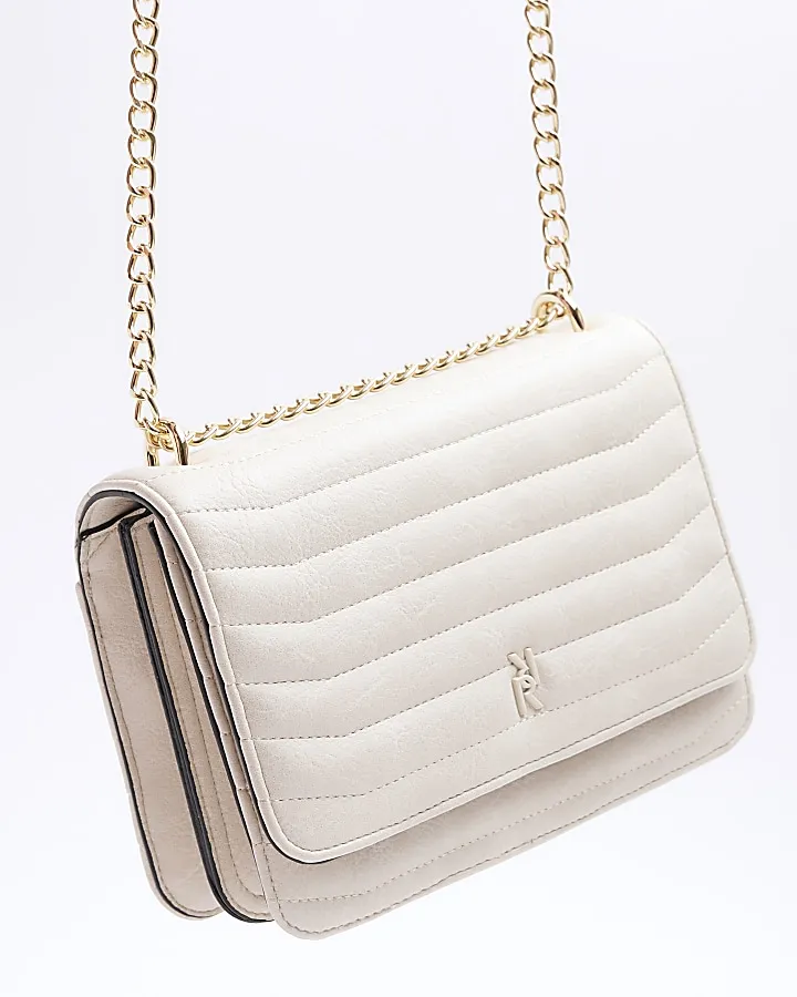 Cream quilted chain shoulder bag