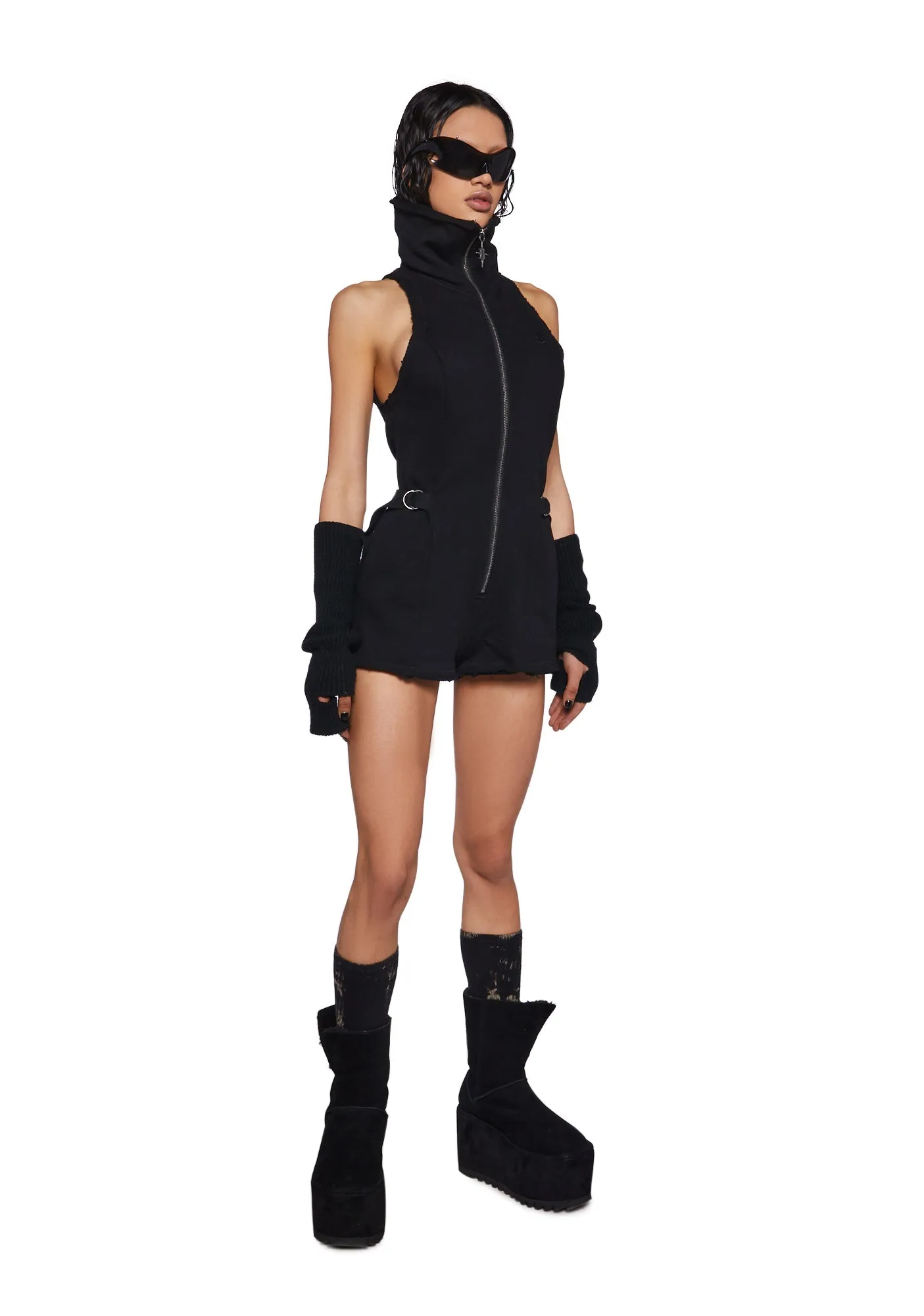 Crossfade Sleeveless Romper - Black-