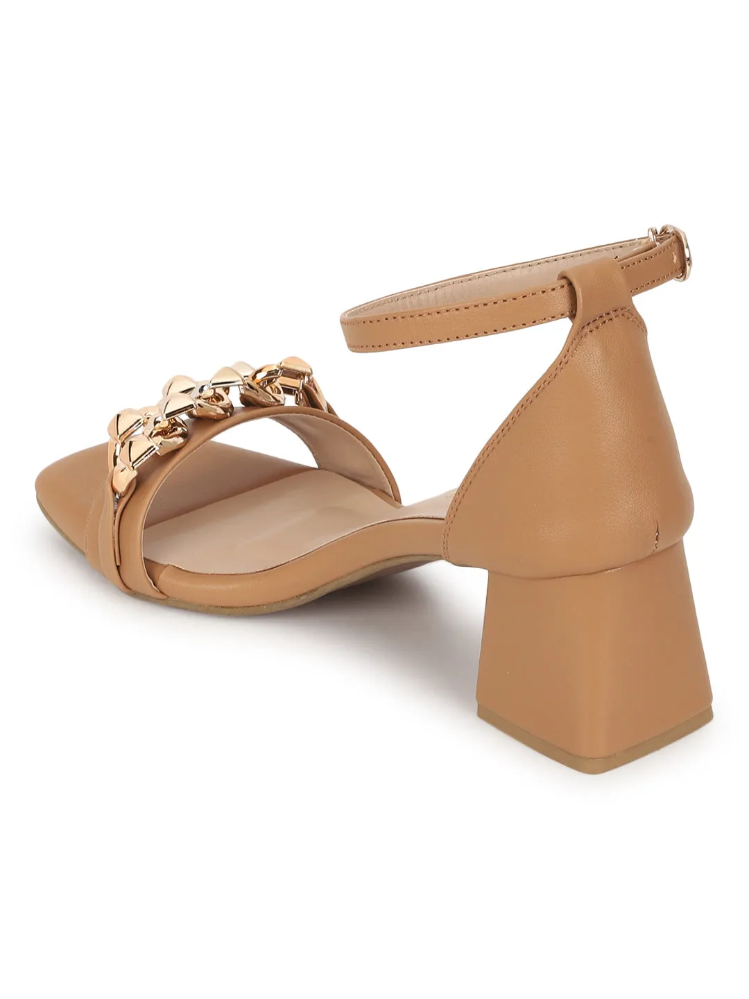 Dark Beige PU Block Sandals (TC-REN-N1266-DBEIG)