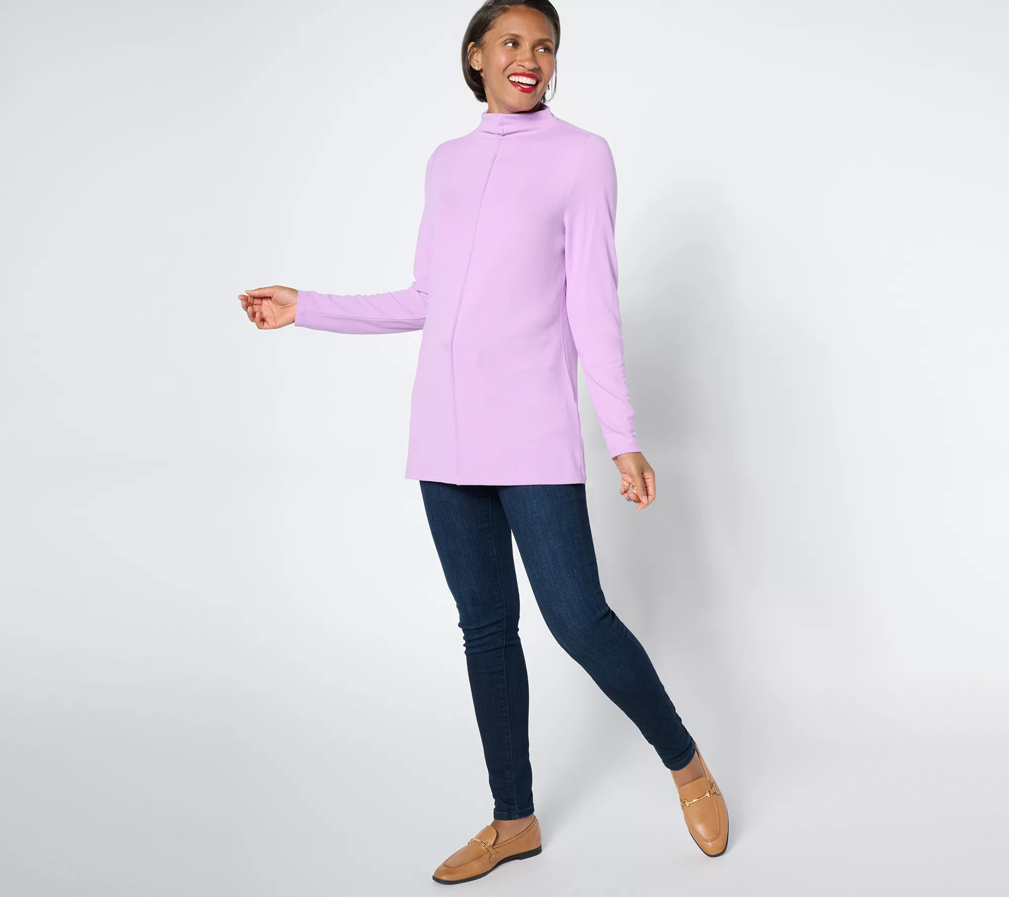 Denim & Co. Regular Heavenly Jersey Mock Neck Tunic