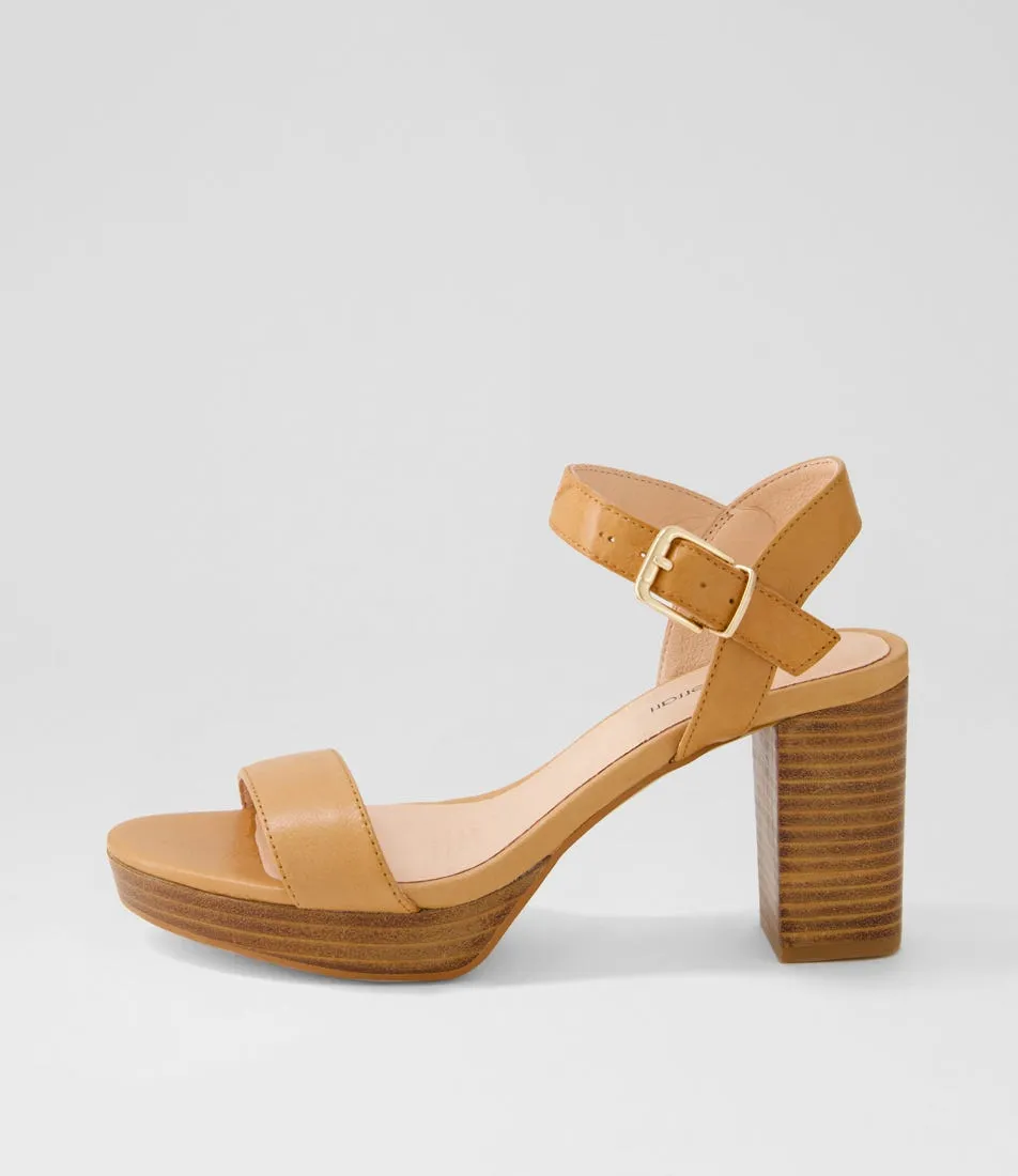 DIANA FERRARI Criston Dark Tan Natural Leather Sandals