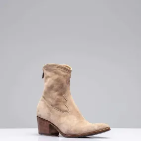 Diletta Suede Western Boot In Taupe