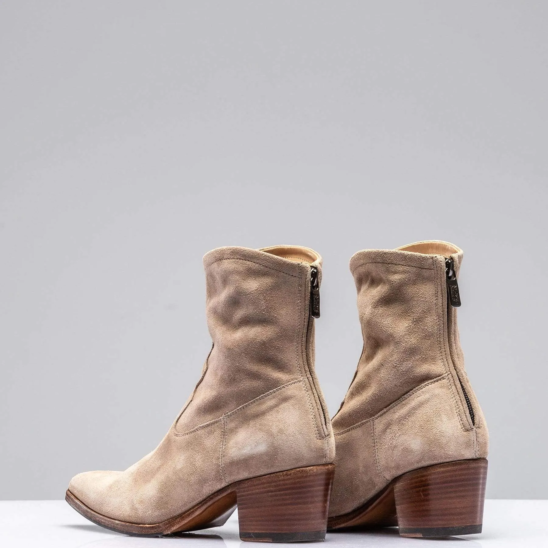 Diletta Suede Western Boot In Taupe