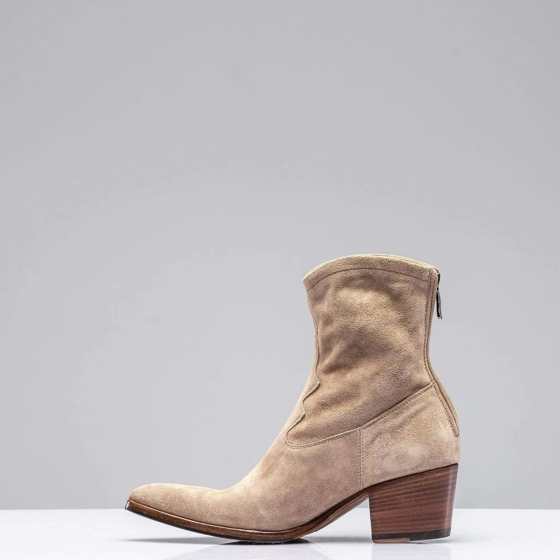 Diletta Suede Western Boot In Taupe