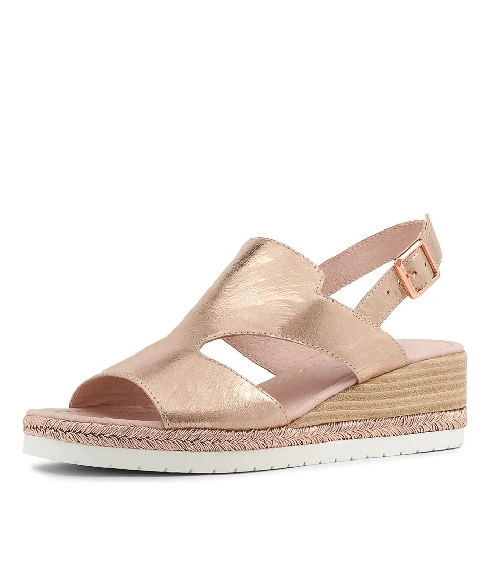 DJANGO & JULIETTE Ilorin Rose Gold Scratch Leather Sandals