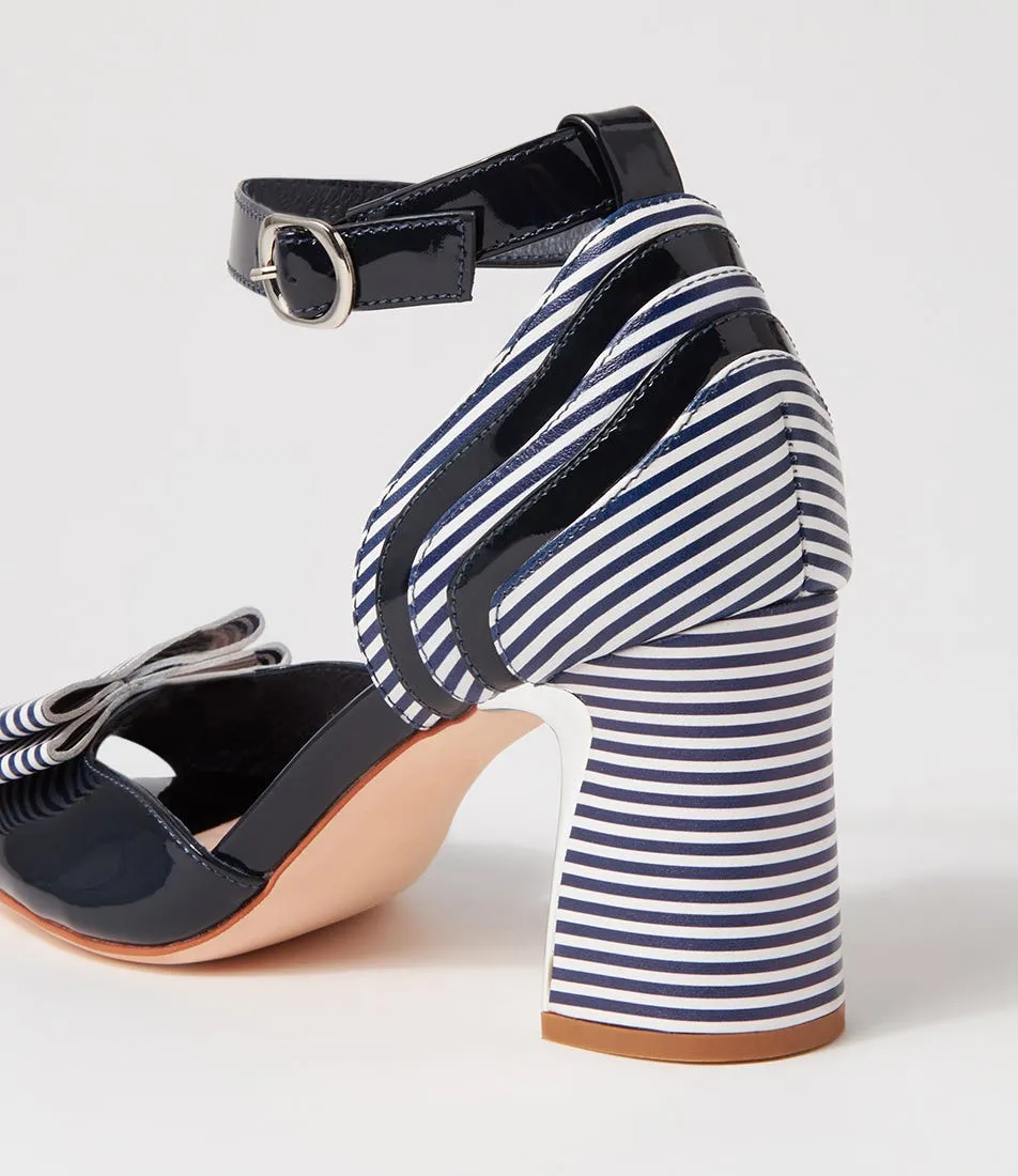 DJANGO & JULIETTE Kadmiel Navy Stripe Patent Leather Sandals