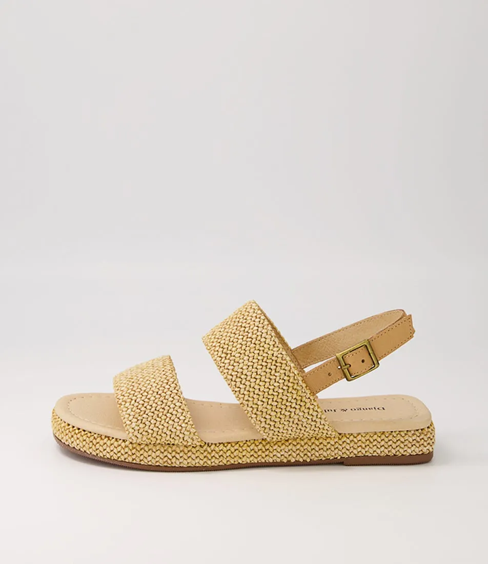 DJANGO & JULIETTE Sando Caramel Woven Syn Raffia Sandals