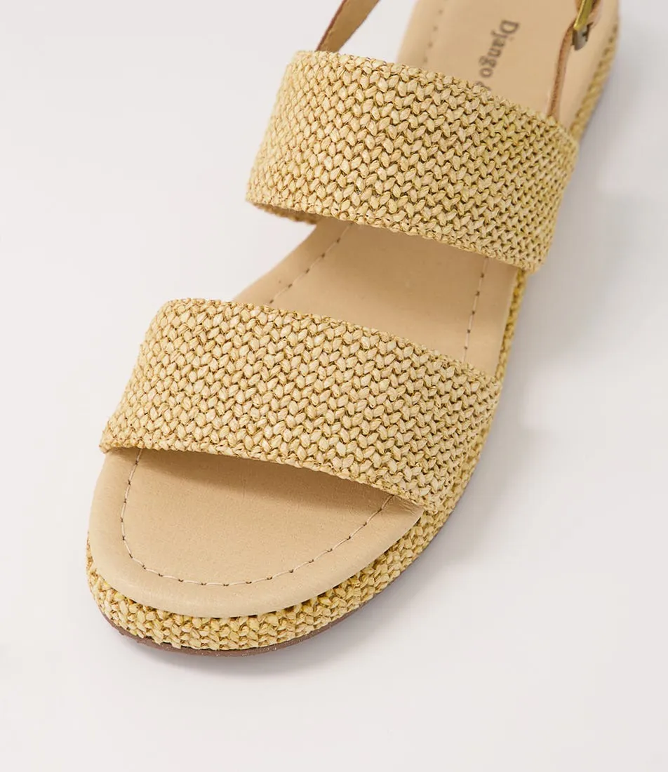 DJANGO & JULIETTE Sando Caramel Woven Syn Raffia Sandals