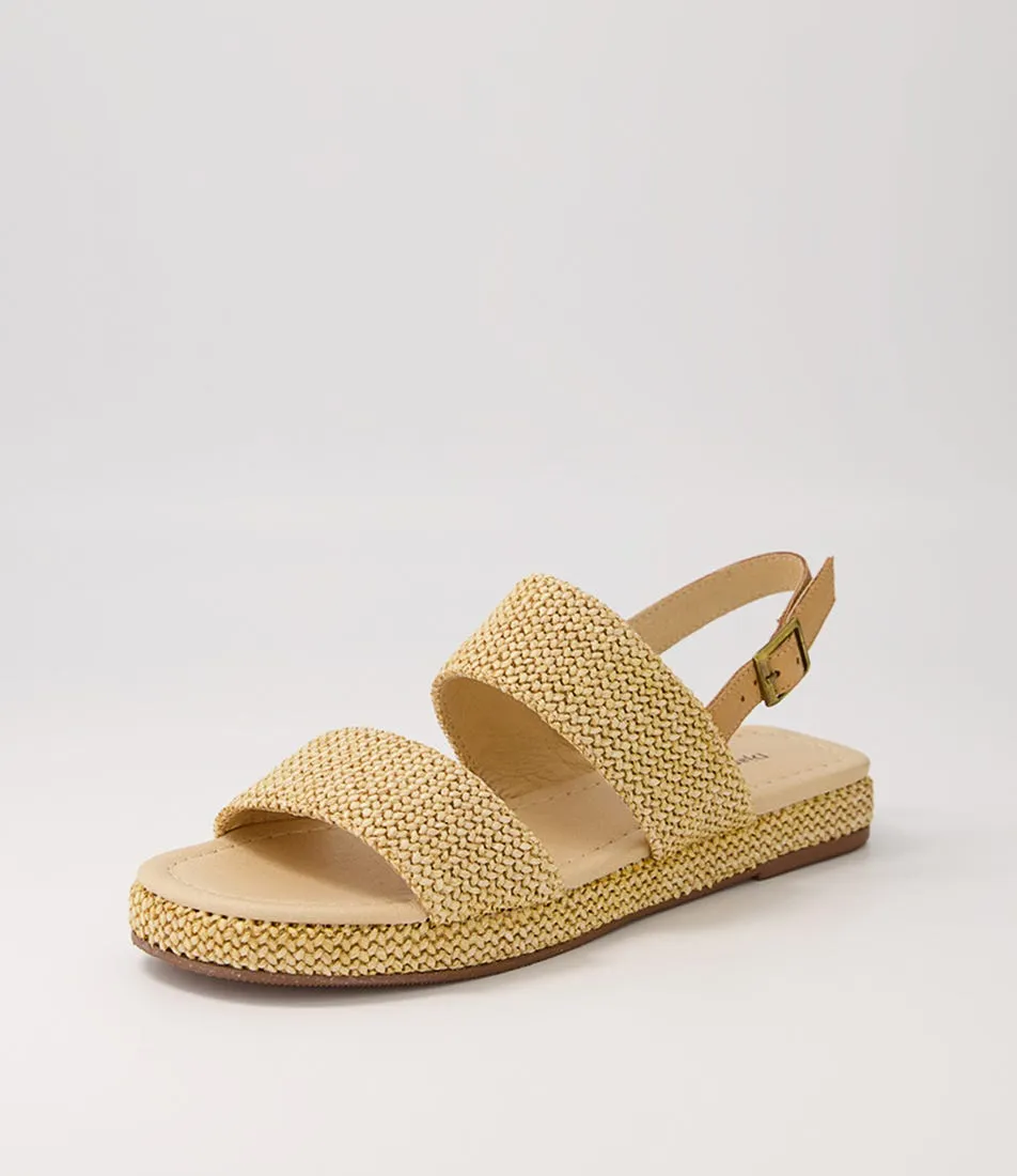 DJANGO & JULIETTE Sando Caramel Woven Syn Raffia Sandals