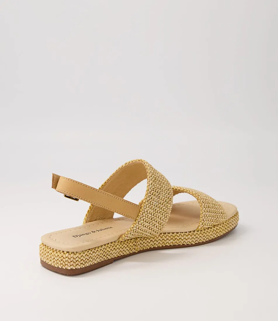 DJANGO & JULIETTE Sando Caramel Woven Syn Raffia Sandals