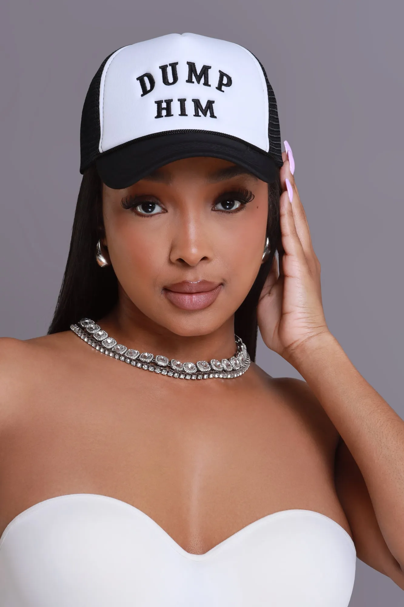 Dump Him Graphic Trucker Hat - Black/White