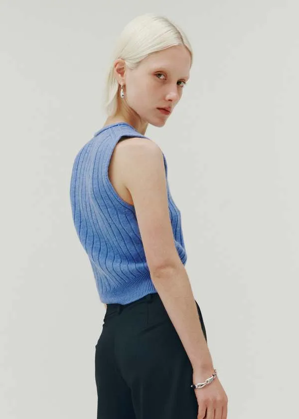 Echo Knitted Vest - Pure Blue