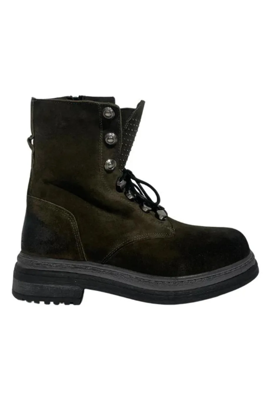 Estilo Emporio Superstud Suede Boot Olive