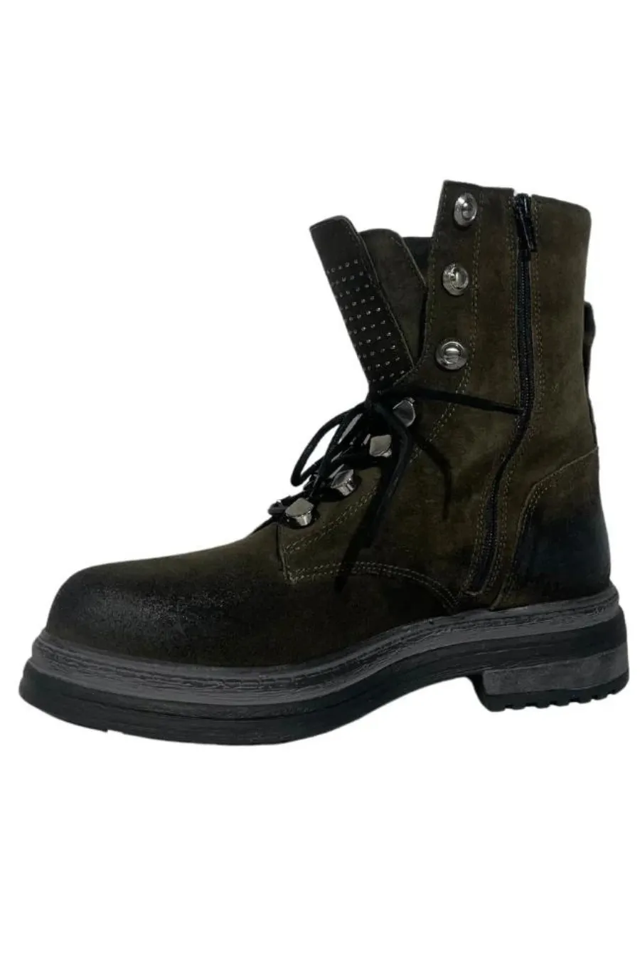 Estilo Emporio Superstud Suede Boot Olive