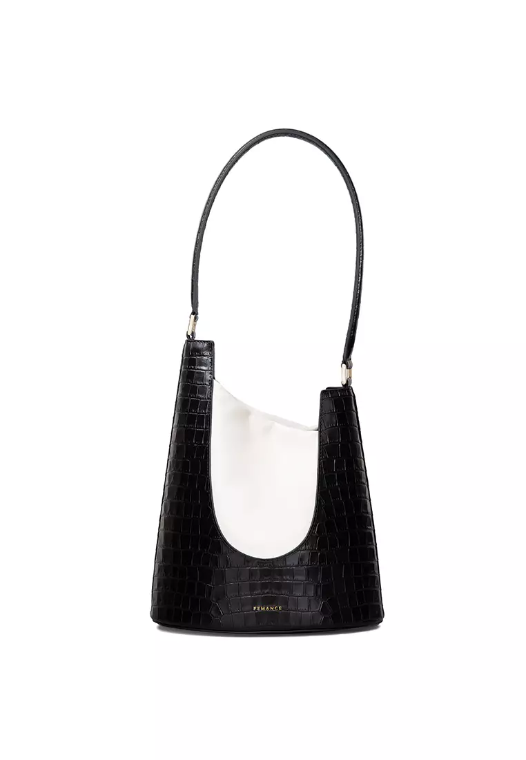 FEMANCE Femance - Vessel Black Croc Shoulder Bag