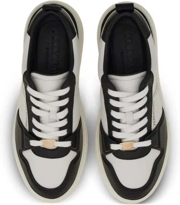 Ferragamo panelled leather sneakers White