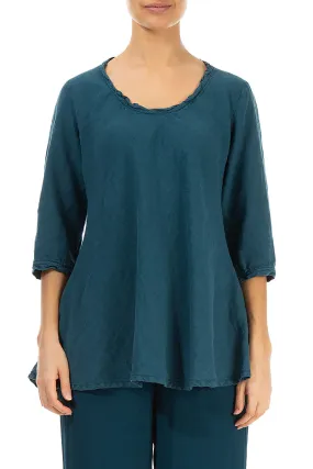 Flared Dark Teal Linen Tunic