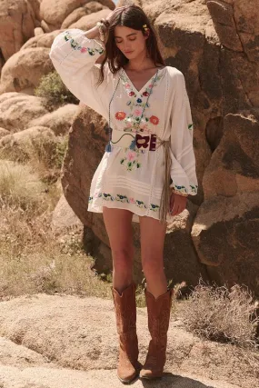 Florapalooza Embroidered Tunic Dress - Wildflower