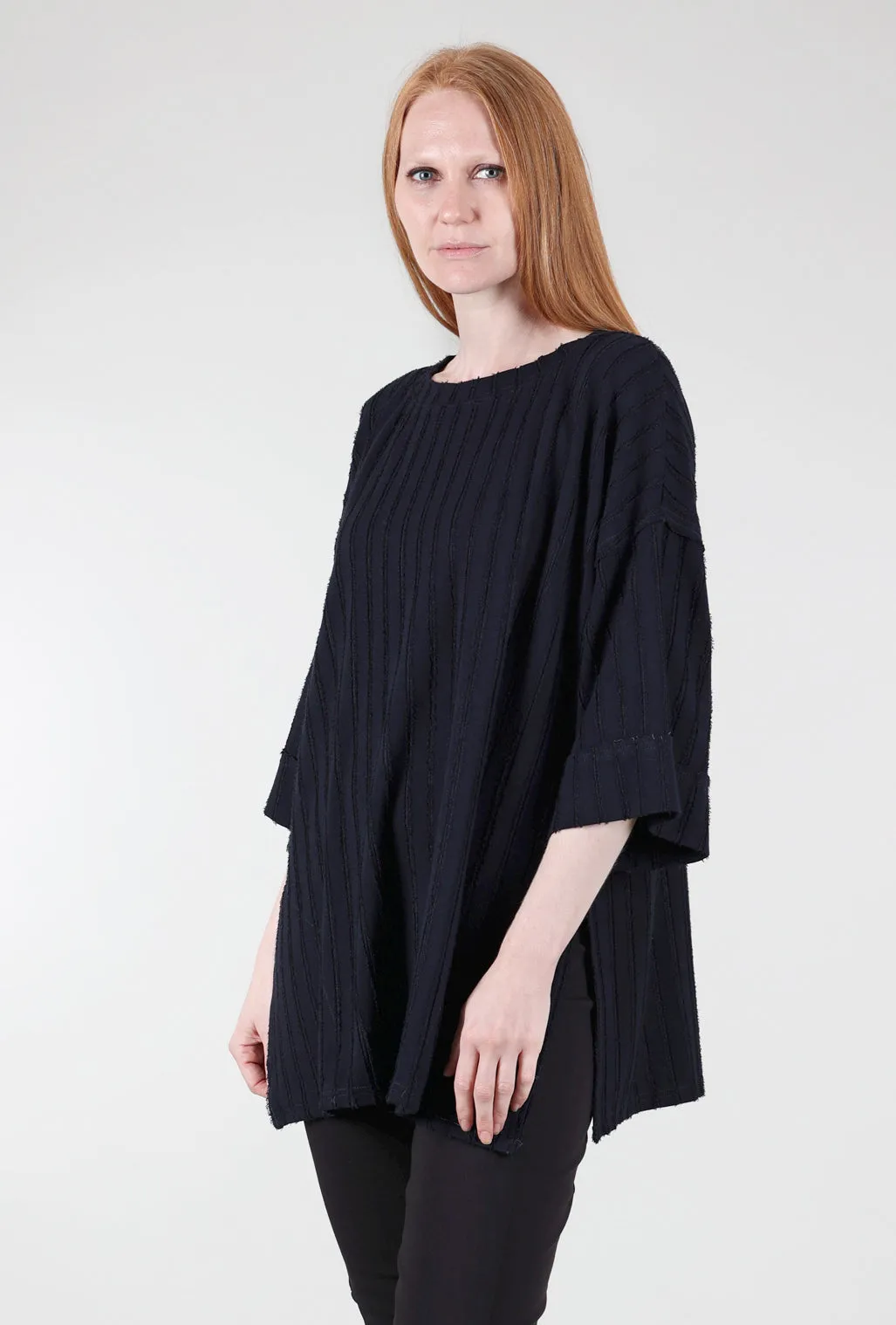 Frayed-Stripe Tunic, Nightsky