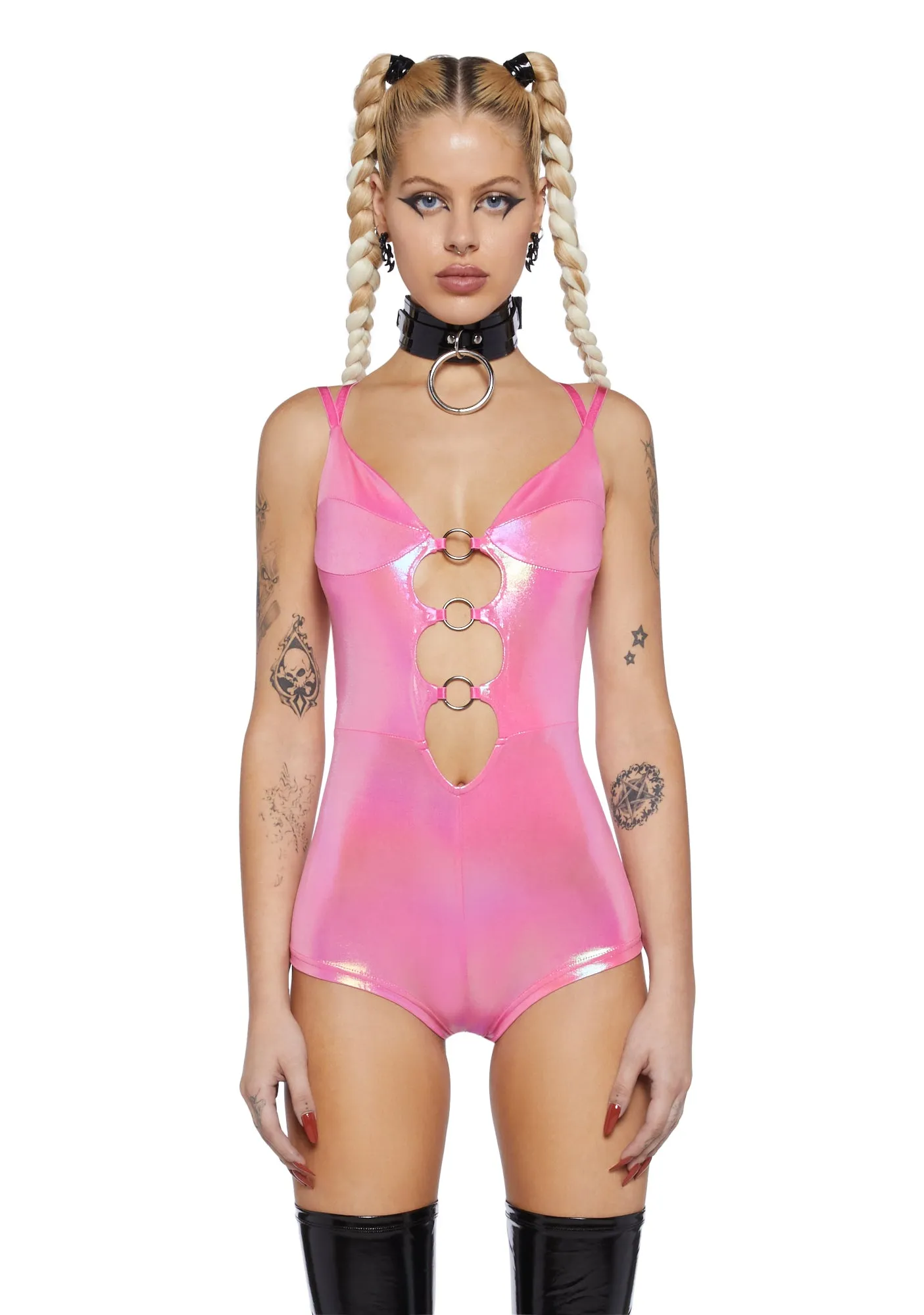 Galactica Cut Out Romper - Pink-