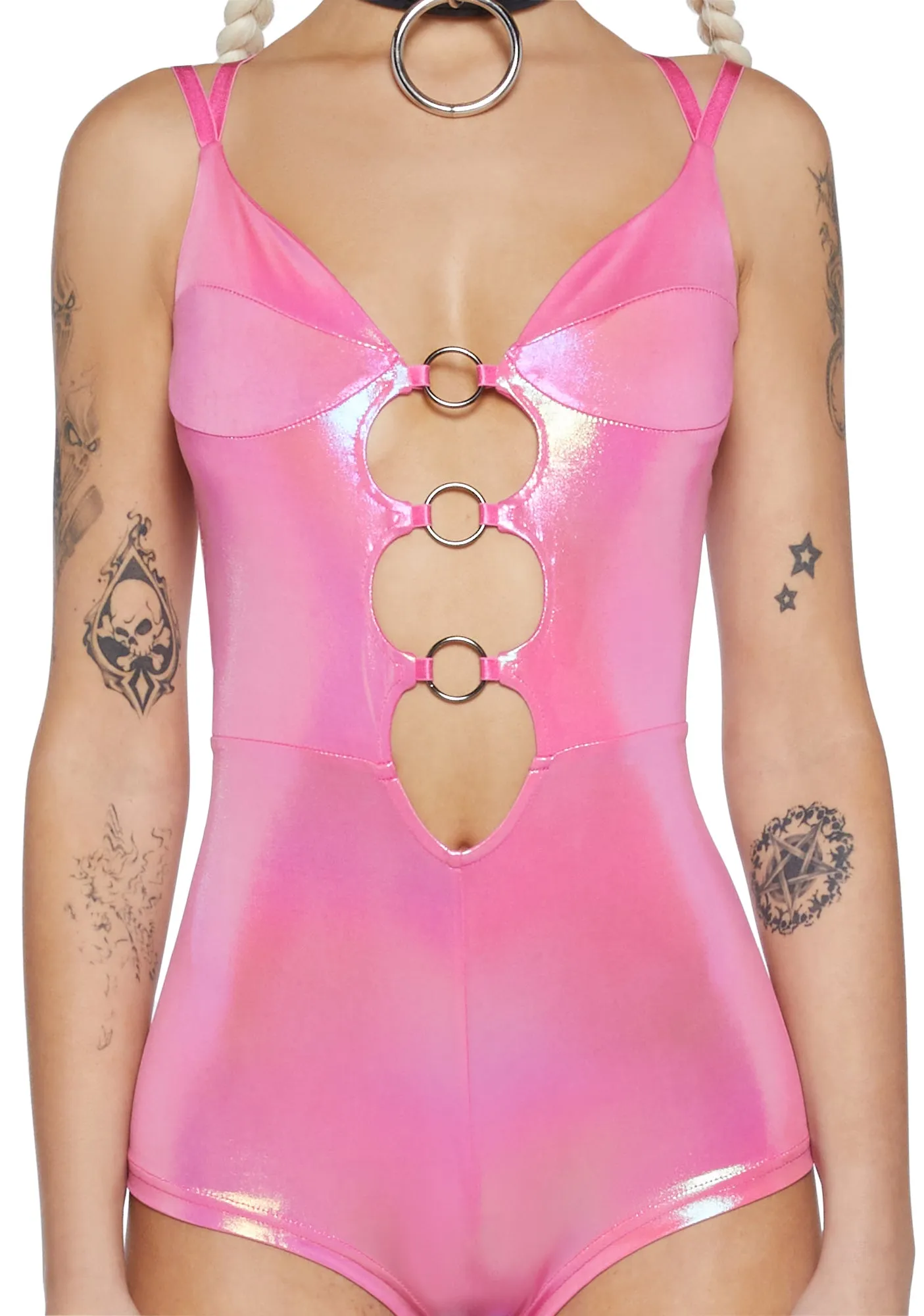 Galactica Cut Out Romper - Pink-