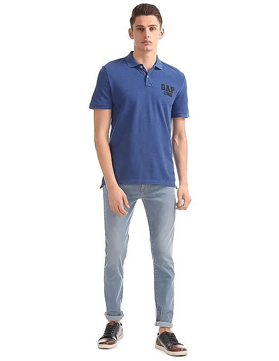 GAP Men Blue Pique Logo Polo